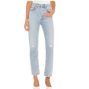 Agolde 90s Pinch Waist Straight Leg Jeans Light Wash Button Fly